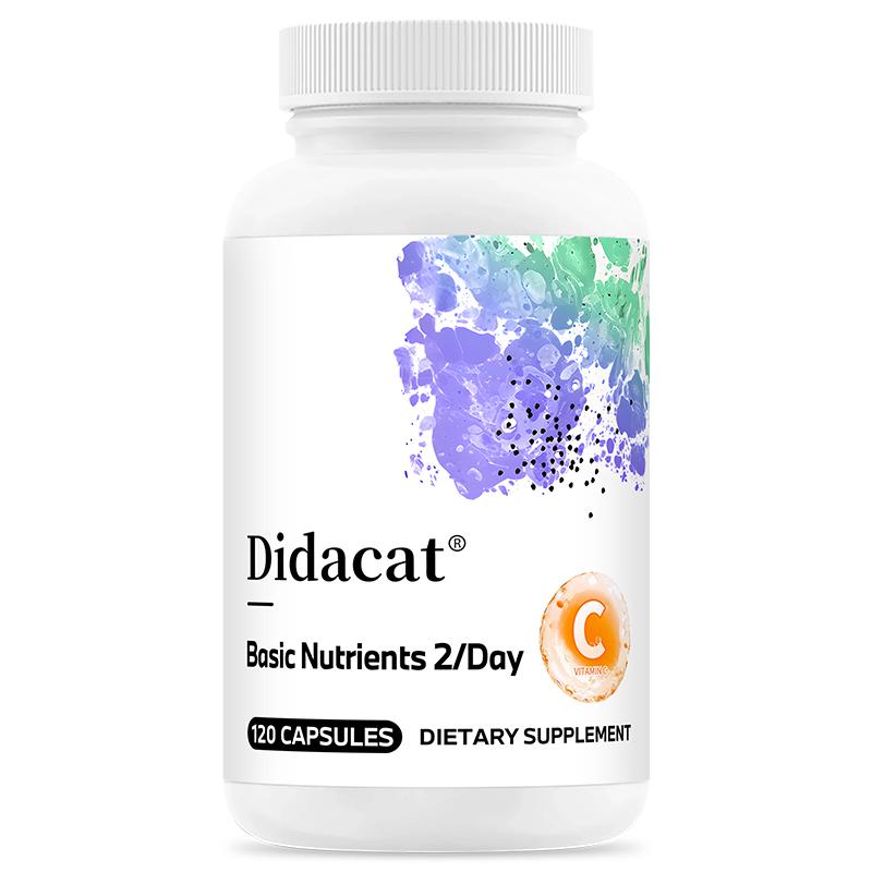 Basic Nutrients 2/Day with Vitamin C, 120 Capsules Daily Multivitamin Supplement 120PCS