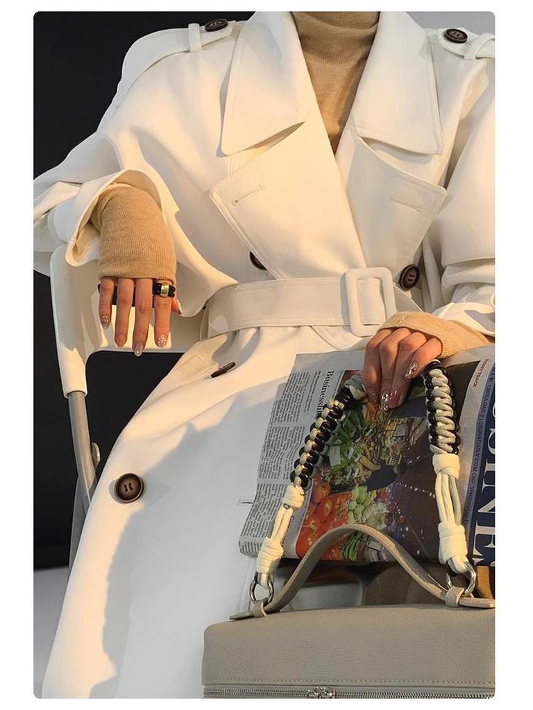 Rongtai Retro British Double-Breasted Tie-Waist Trench Coat for Women - 2025 Spring Collection