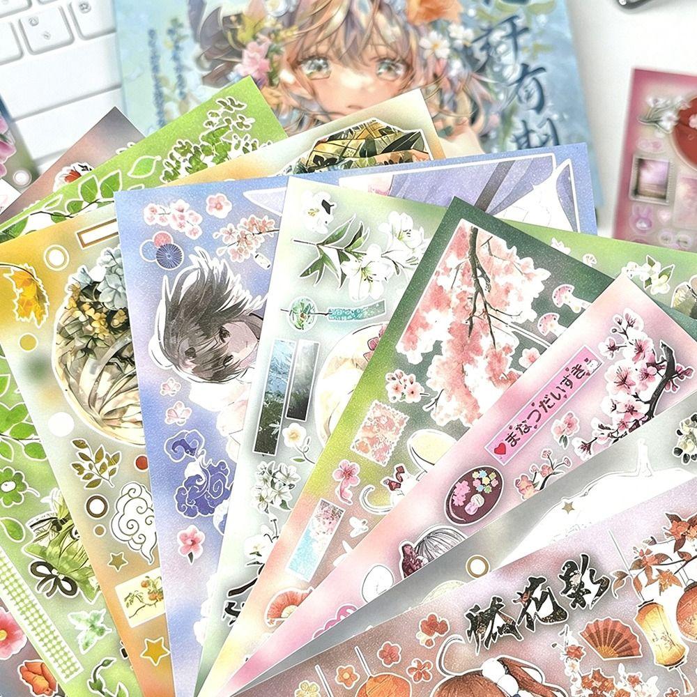 DIY Floral Stickers Book Flowers Bloom in Their Season Decorative Sticker New Y2K Stickers