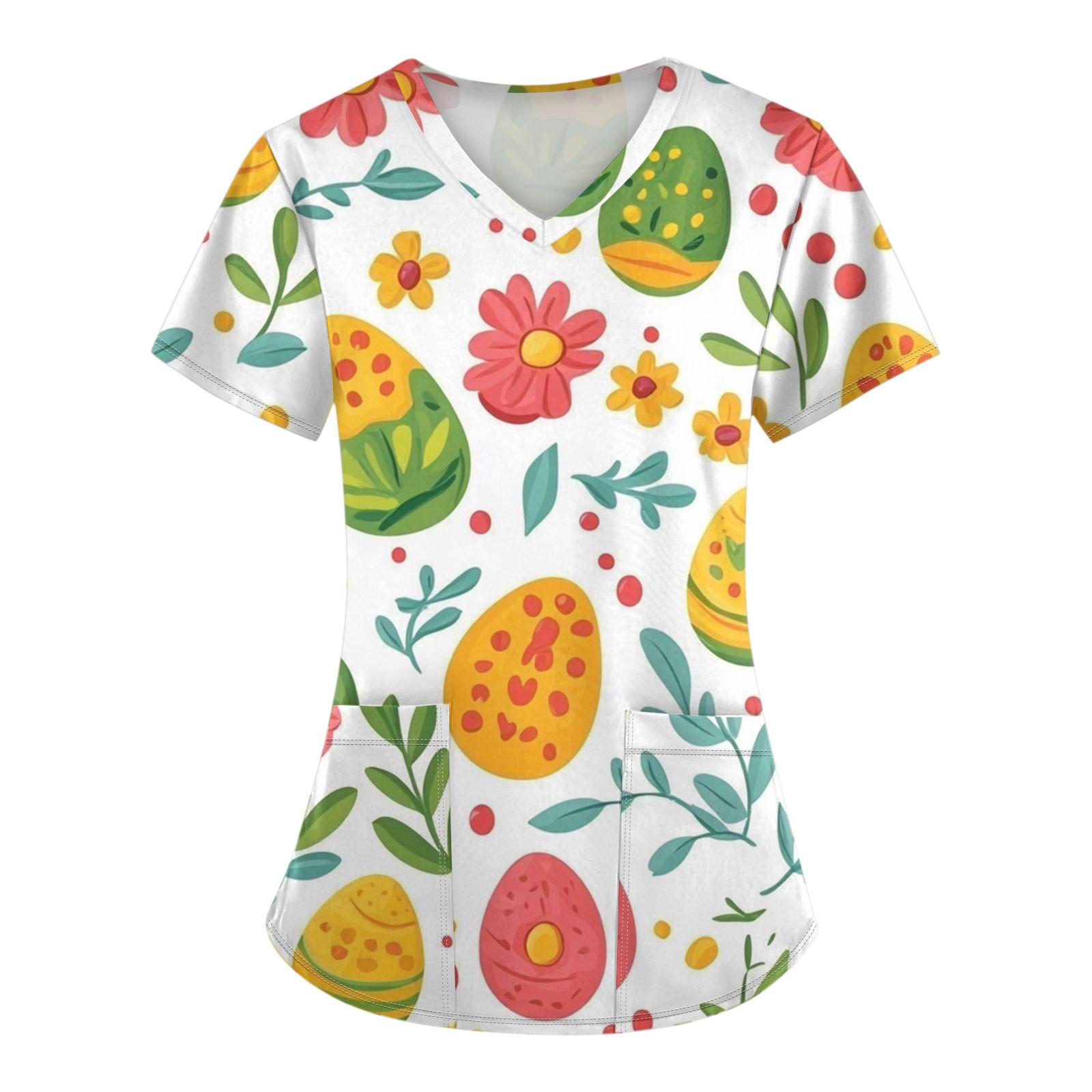 

Женские модные комбинезоны с коротким рукавом и V-образным вырезом, с карманами, пасхальные топы с принтом, одежда XXL зелёный