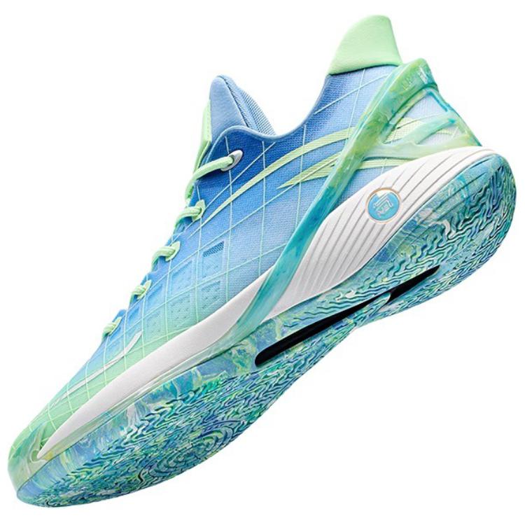 Anta Lightweight Series Comfortable Simple Shock Absorption Non-Slip Low-Top Basketball Shoes Men Sneakers Blue Green 112421614-4