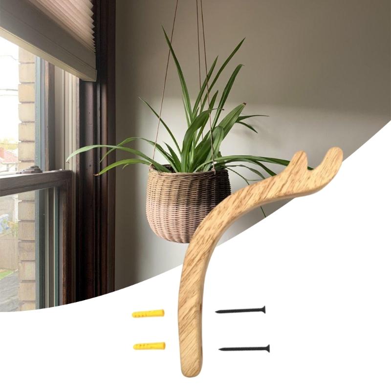 Stylish Rubber Wood Plant Hook for Wall Decoration in Living Room Balcony Cafe Enhancing Artistic Atmospheres for Decoration