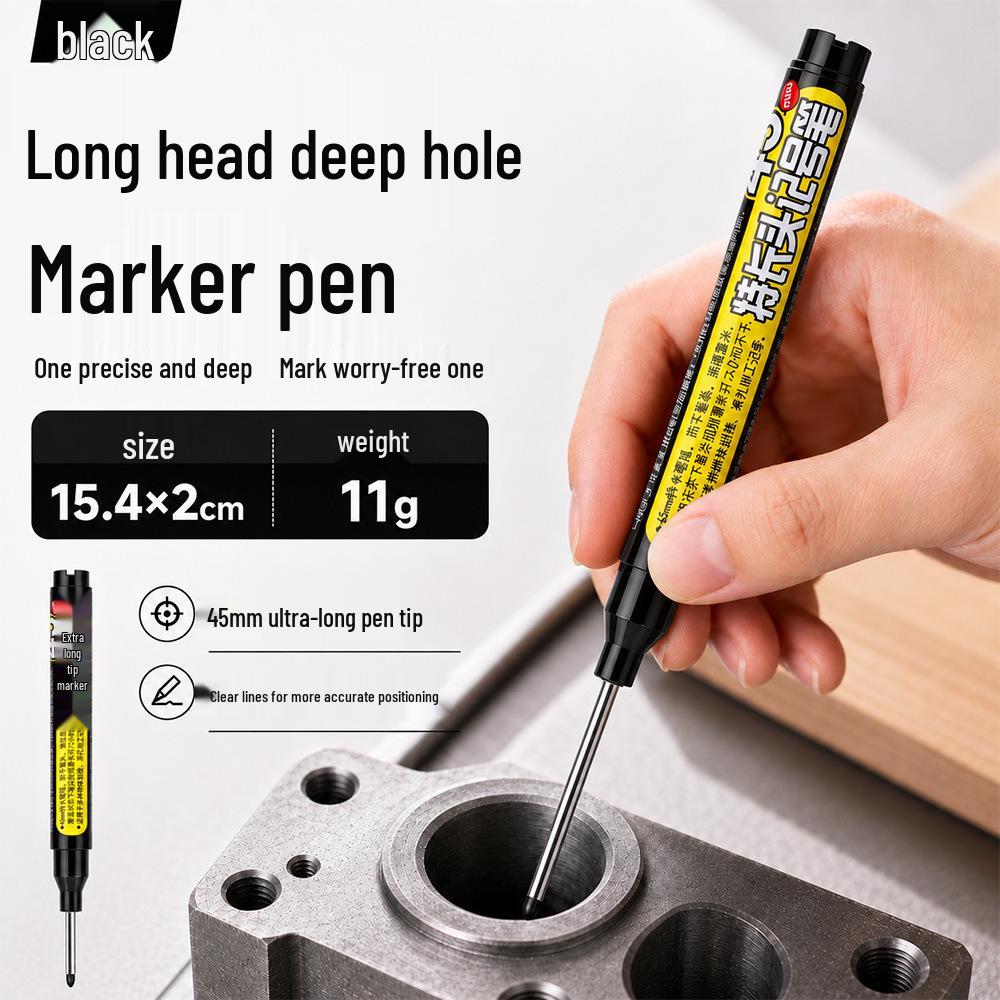 45mm Deep Hole Marker Pen for Woodworking & Metalworking - Multi-Color, Long Tip, Waterproof, Oil-Based, with Scale.