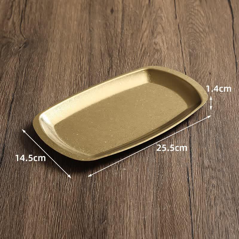 ZISIZ Retro Gold Square 3-Compartment Stainless Steel Serving Platter