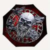 Viking Skull with Ravens and Wolves Circle StickerUmbrella, Portable 3-Fold Compact Umbrella,Christmas Gift ES626