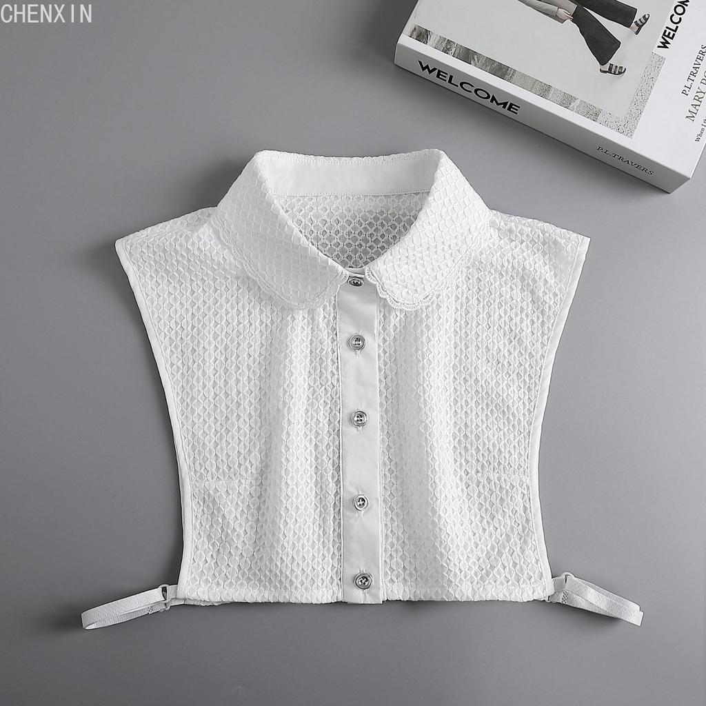 Abnehmbarer Kragen aus Baumwolle für Damen, für Pullover, Bluse, Hemd, gefälschter Kragen, dekoratives weibliches weißes halbes Hemd, falsches Kragen-Zubehör