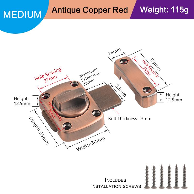 Metal Swivel Bolt Latches With Rotate Latch Bolt, Sliding Door Security Latch Features Left And Right Knob For Patio Barn And Sc