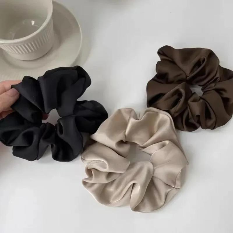 Women Silk Satin Scrunchies Korean Fashion Simple Ladies Girls Elastics Hair Band Ponytail Hold Hair Accessories