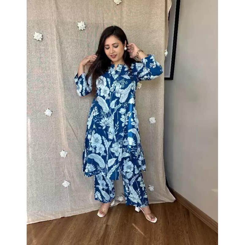 Women Designer Top Tunic Kurta Pant Cord Set Indian Party Wear Cotton Kurti VF-20230