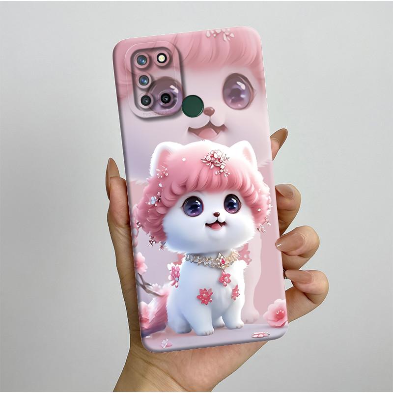 Phone Case For Realme 7I RMX2103 C17 Shockproof Case For Realme C17 Pretty Flowers Liquid Soft Silicone Back Cover Bumper Fundas