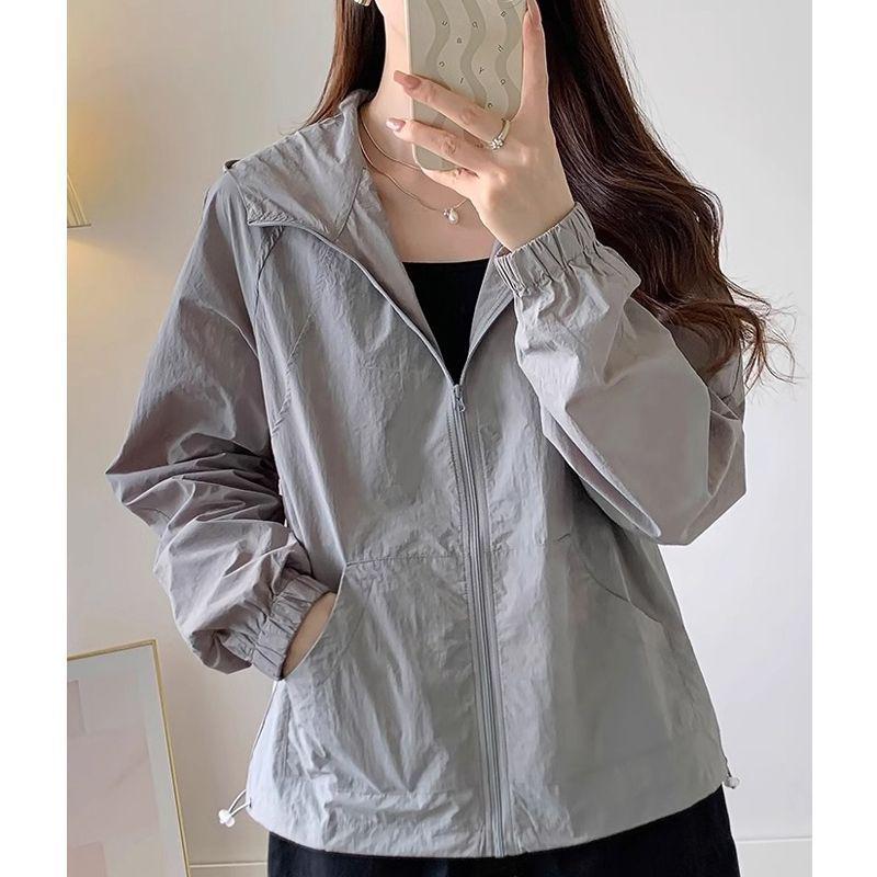 Women's Spring Hooded Windbreaker: Lightweight Anti-UV Sun Protection Jacket