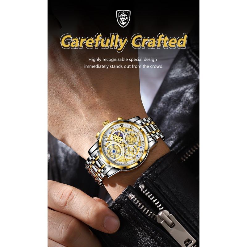 POEDAGAR Luxury Watch For Men Original Waterproof Luminous Date Clock Chronograph Stainless Steel Quartz Watches Reloj