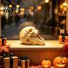 Gruseliger Kiefernschädel Tischornament 3D Gedrucktes Halloween-Ornament, Realistische Horror-Statue, Gruselige Party-Requisiten für Spukhäuser Figur mit Scharfen