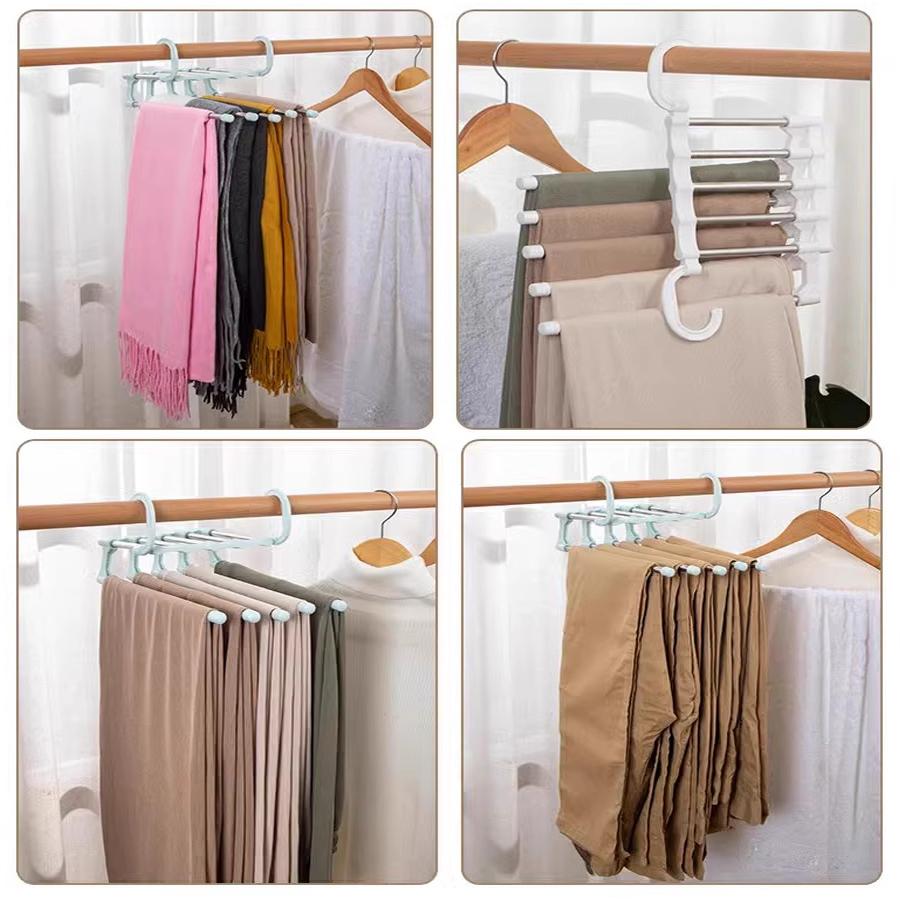 1PCS Folding Trouser Rack Multi-functional Household Multi-layer Trouser Hanger Traceless Trouser Rack Wardrobe Storage Shenqi