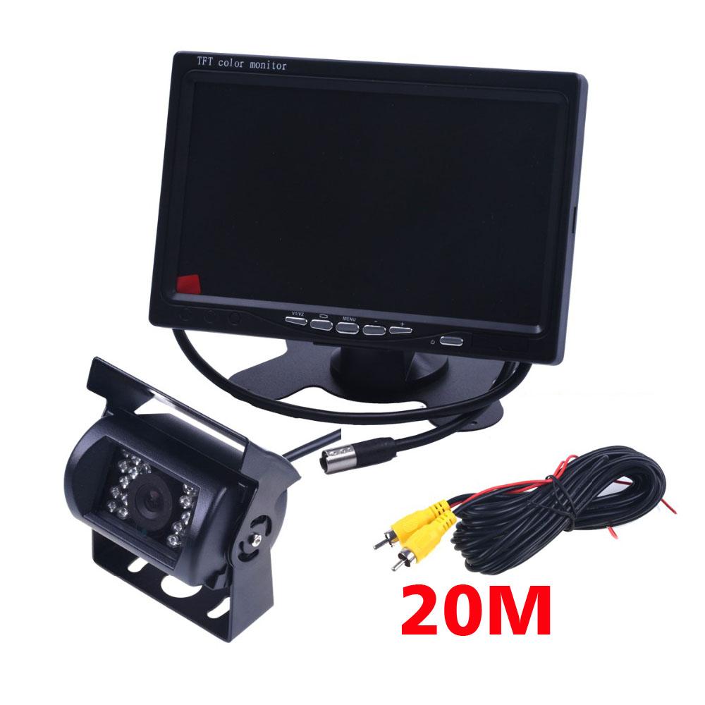 DC 12-24V Bus Truck Parking Camera Monitor Assistance System HD 7 Inch Car Monitors With Rear View Camera RCA Video Cable