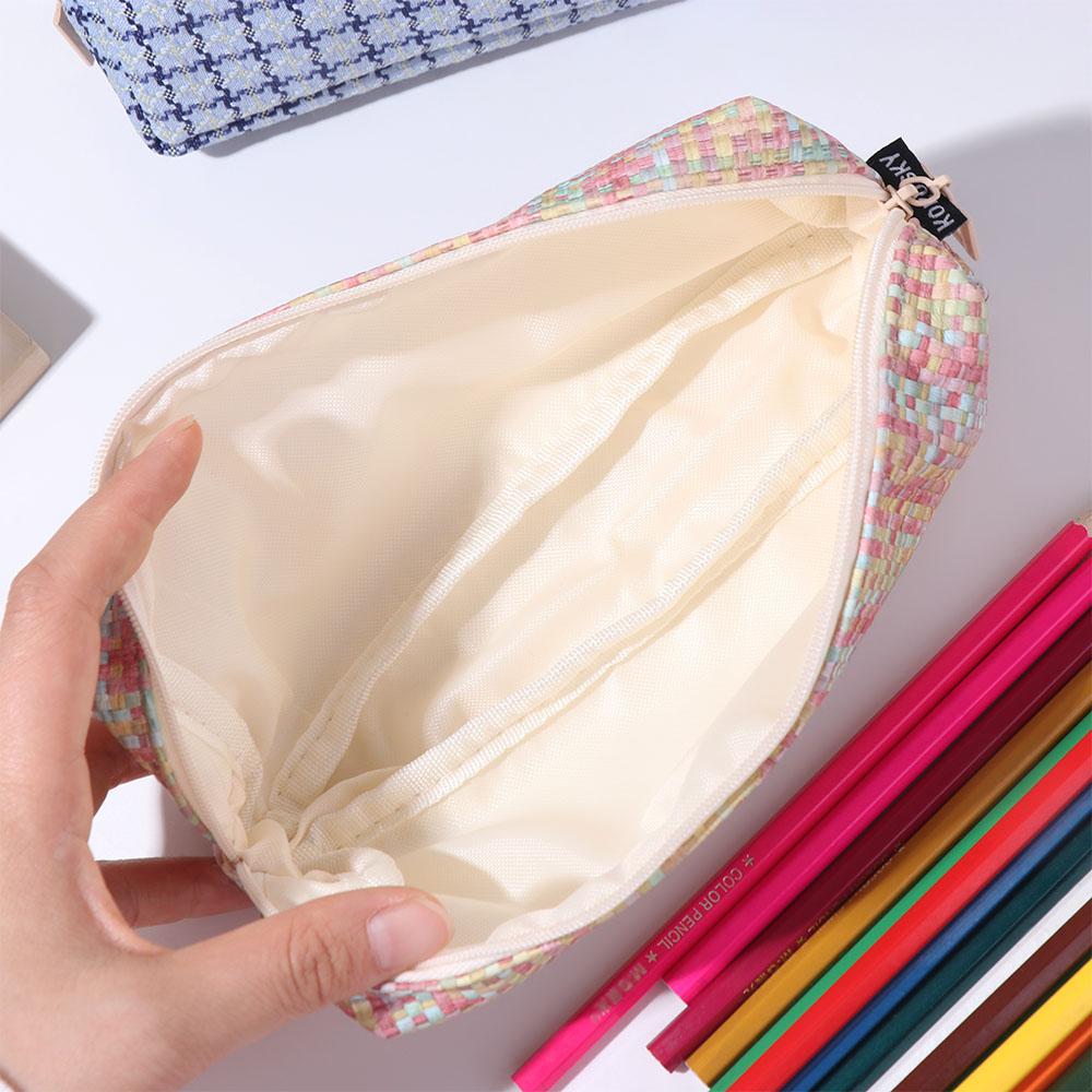 Large Capacity Cosmetic Storage Bag INS Simplicity Pen Bag Stationery Bag Woven Pencil Case Travel