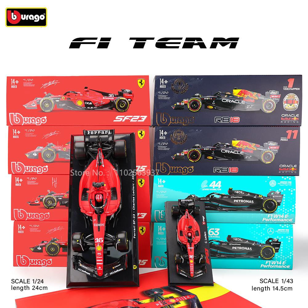 ABAJ1 Bburago 1:24 F1 serie various style 2022~2025 Ferrari SF23 16#Leclerc 55#Sainz Simulation Alloy Car Model Crafts Decoration