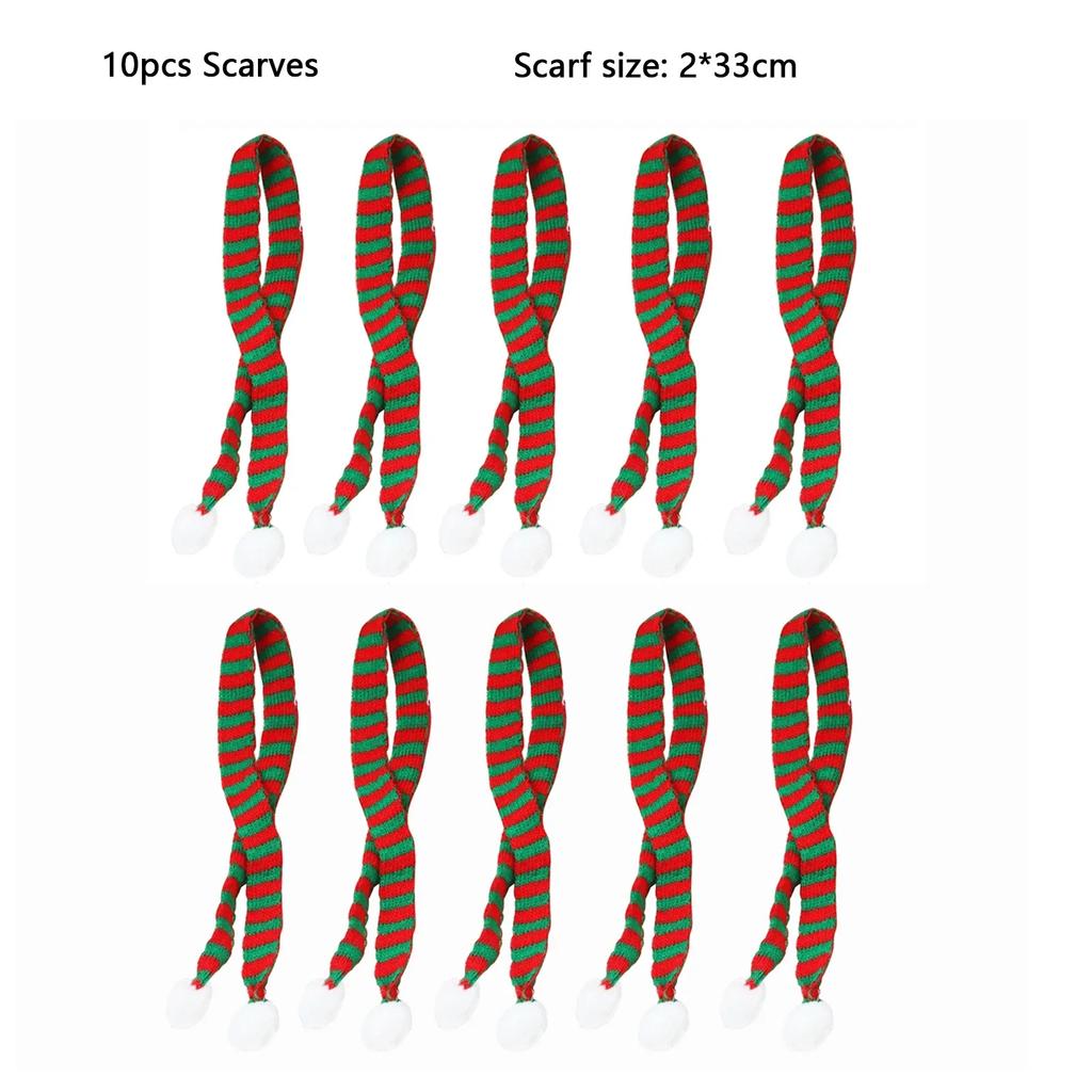 Mini Knitted Hat and Christmas Scarf Set Christmas Tree Decoration DIY Art Snowman Doll Christmas Decoration