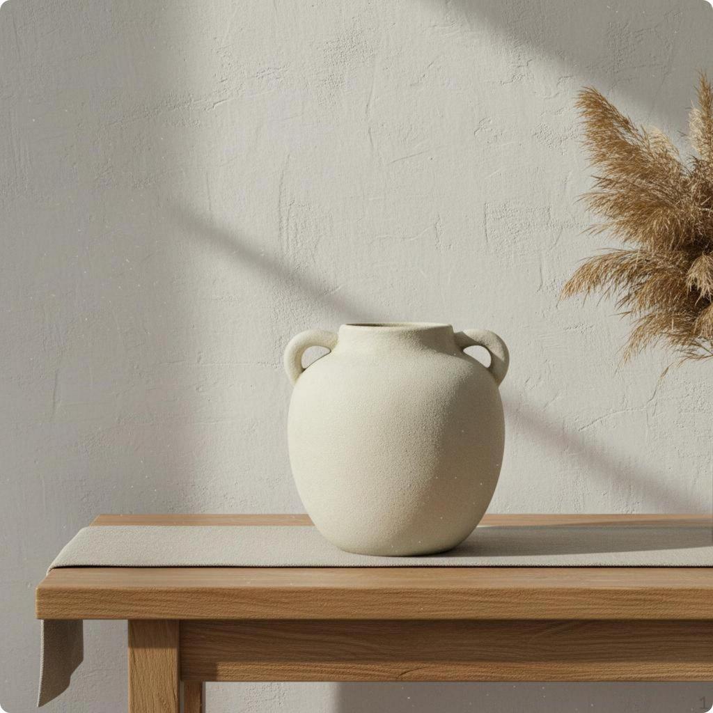 Rustic Tranquility Vase Dried Floral Holder Ceramic Artisanal Appearance Home Decor for