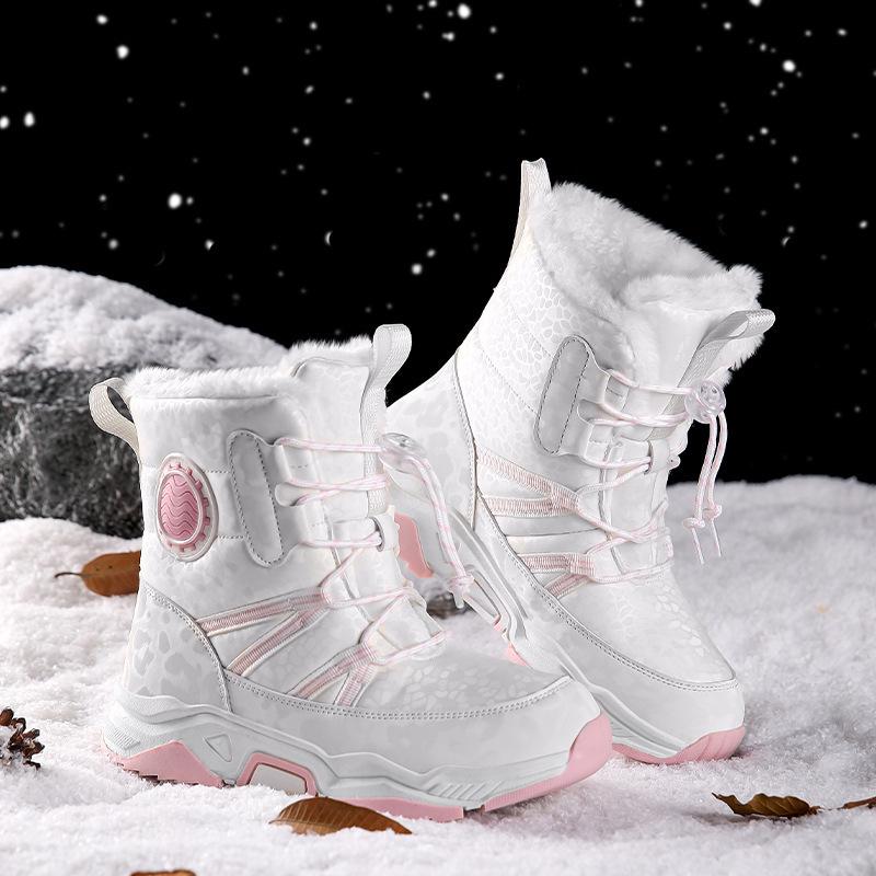 Girls' Pink Winter Snow Boots: Non-Slip, Warm, Fashionable, Perfect for Older Kids