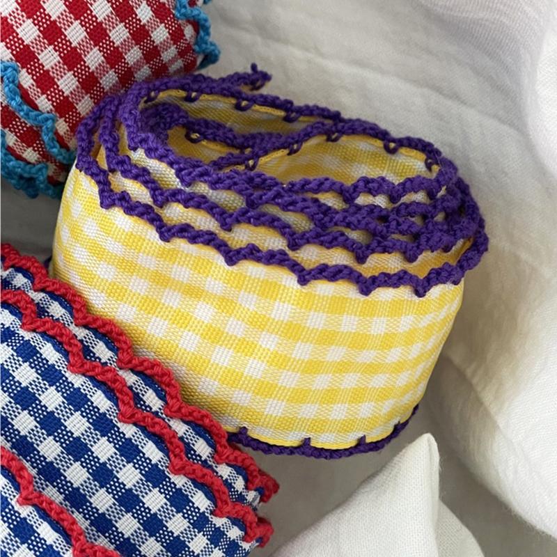 Woven Tape Hair Clips Small Squares Bow Materials Adorn DIY Color Collision Handmade Hooked Edges Headbands Decoration