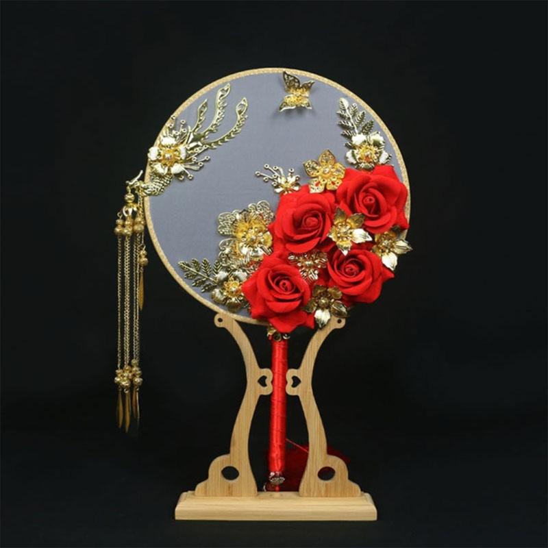 Elegant Chinese Style Bamboo Fan Stand Holder Bracket Rack Stand for StablesStylish Desktop Decoration Home Office Decor