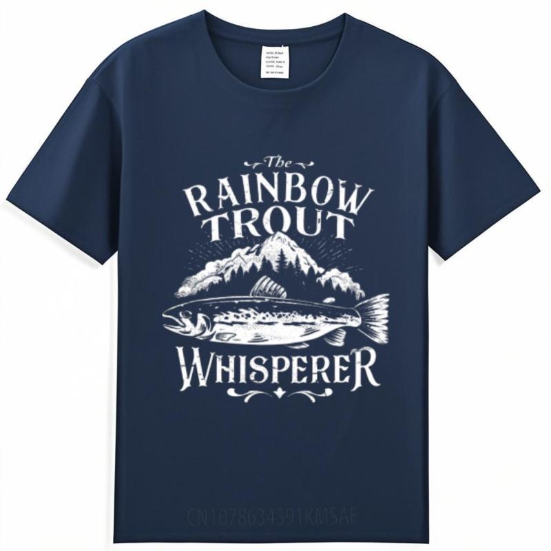 Relaxed Fit For Her Oneck Tshirt Streetwear The Rainbow Trout Whisperer Mountain Fish Design Cool For Her Teeshirt New Tee