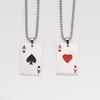 Unisex Stainless Steel Playing Card Necklace: Ace of Hearts & Spades Pendant, European/American Hip Hop Fashion