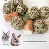 Natural Pet Chew Toys for Rabbit Hamster Parrot Grass Balls Bite Toy Teething Dental Care Bird Cage Decoration Small Pet Supply