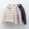 Down autumn and winter light and simple solid color women's hooded fashion warm down jacket