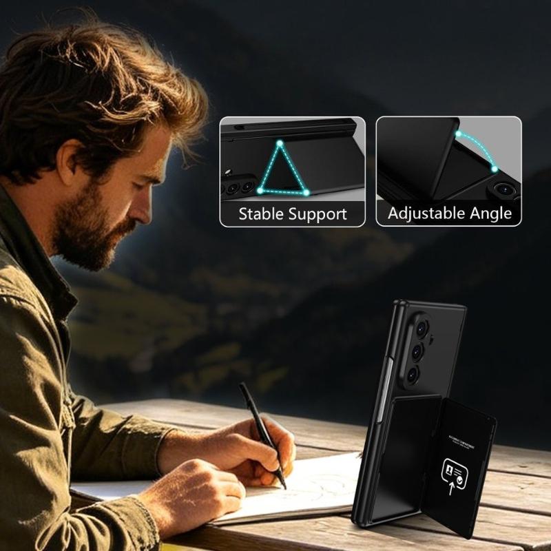Card Holder Hinge Protection Case for Samsung Galaxy Z Fold 8 Wide Ultra 7 6 5 Phone Cover with Stand & Pen & Screen Protector
