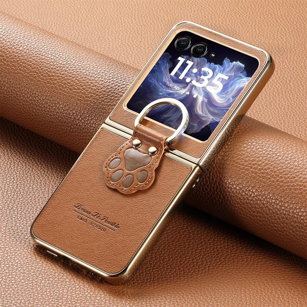 Portable Finger Ring Leather Case for Motorola MOTO Razr 70 Ultra 2026 2026 Razr 60 50 5G 2026 Razr70 Razr60 Razr50 Covers