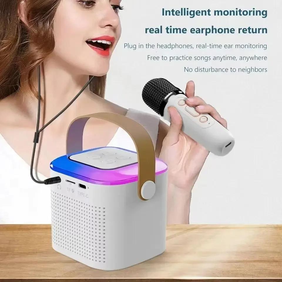 Bezdrátové duální mikrofony Y1 Karaoke Machine KTV DSP Systém Bluetooth 5.3 PA reproduktor HIFI Stereo Surround RGB barevné LED světlo