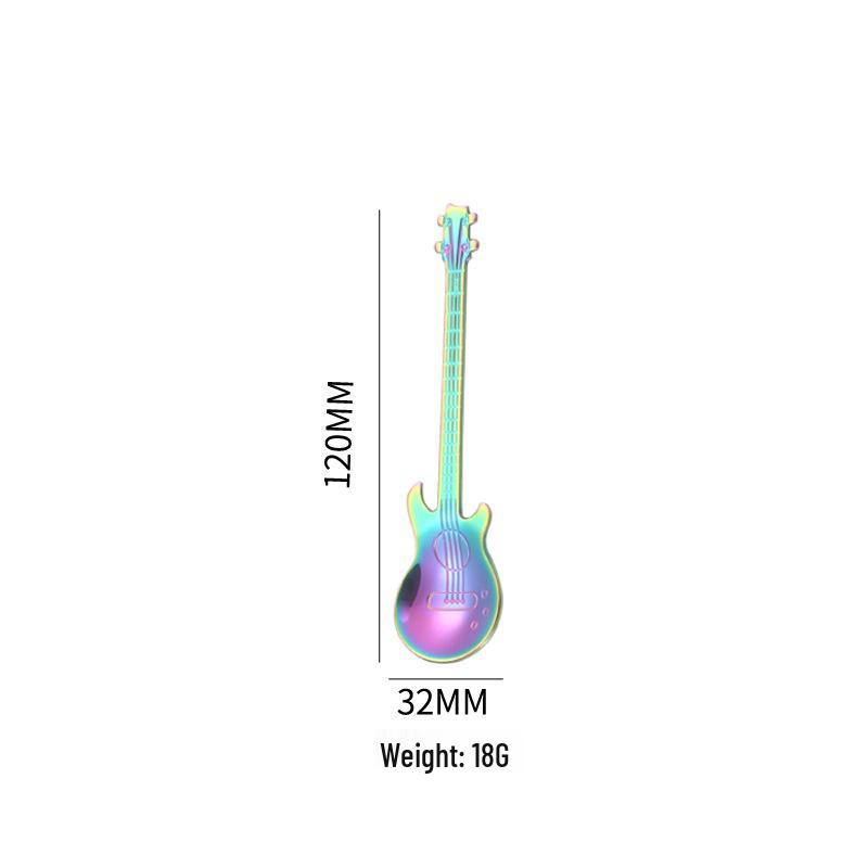 304 Stainless Steel Colorful Guitar Coffee & Dessert Stirring Spoon