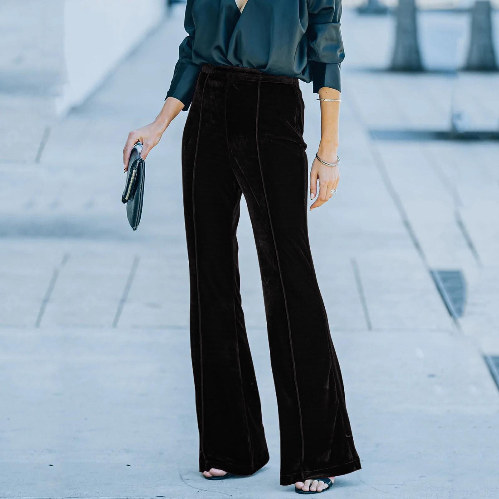 

Модні Вельветові Штани-Кльош з Патчами, Висока Талія, Повсякденні, Для Жінок XL чорний