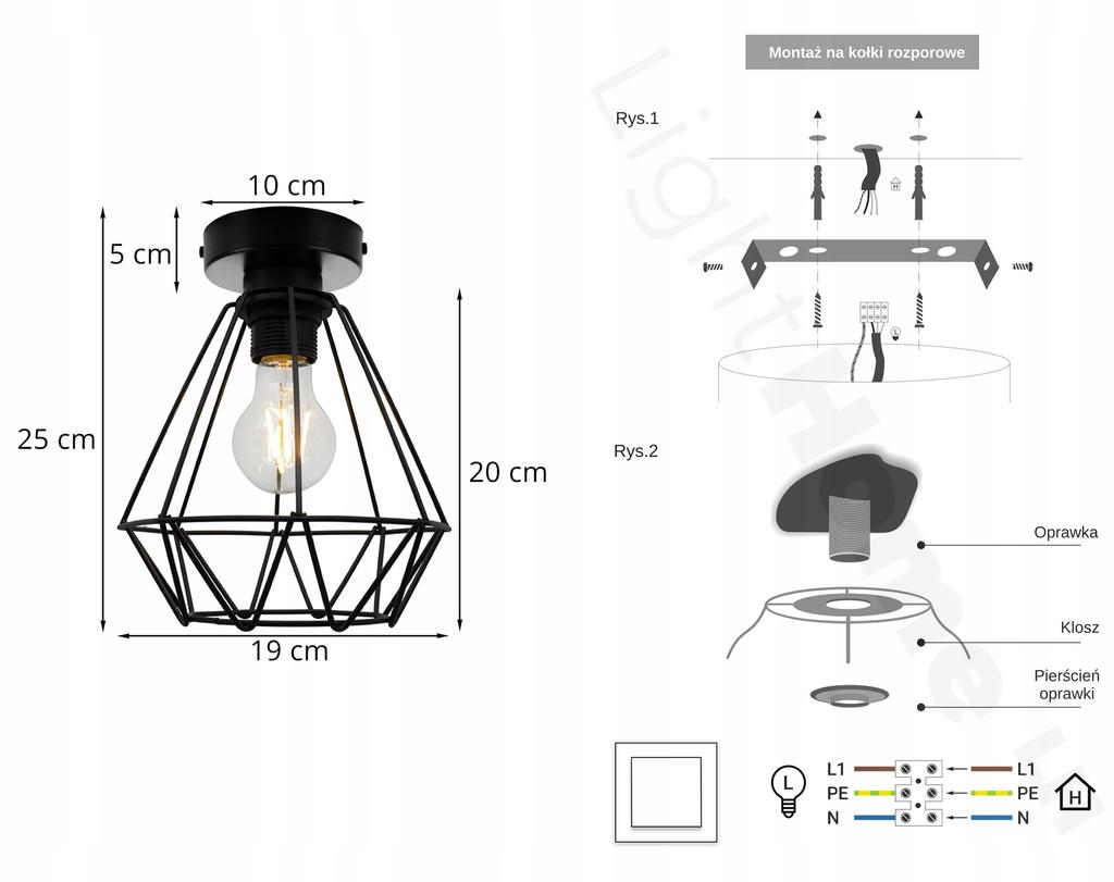 LOFT CEILING LAMP DIAMOND EDISON WIRE LED