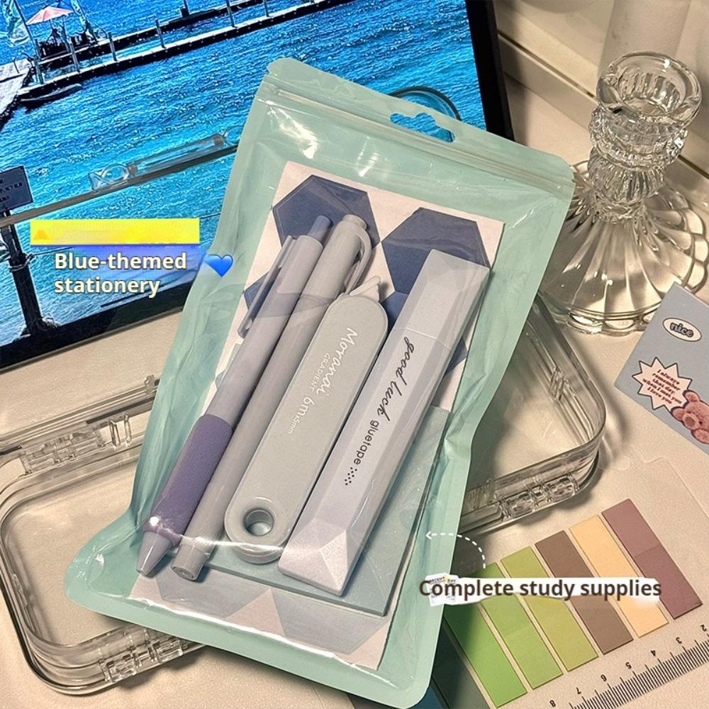 6PCS Ballpoint Pen Pen Set Correction Tape School Stationery Set School Supplies синий