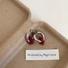 Red Beaded Flower Ear Buckle Female Design Sense Unique Personality Exquisite Elegant Fashion Commuter Versatile Earrings