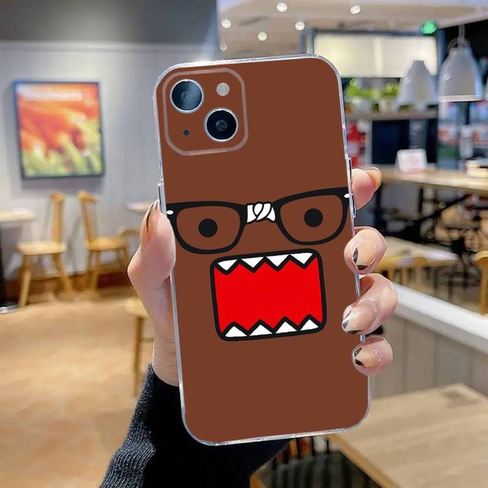 Cute Domo-kun Phone Case For iPhone 16,15,14,13,12,11 Pro,Max,Plus,X,XS,XR,SE,Mini Transparent Silicone Soft
