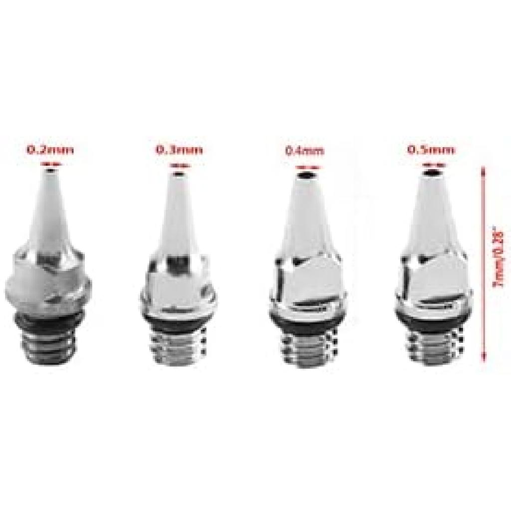 Uouteo Airbrush Needles Nozzle 0.2mm, 0.3mm,0.4mm, 0.5mm Airbrush Gun Nozzle Needle Tip Replacement Parts for Airbrush Gun