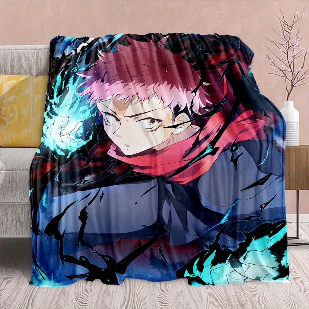 Jujutsu Kaisen Anime Flannel Blanket - Soft Warm Perfect for Sofa, Bedding Camping Travel Office Home Decor -QJY