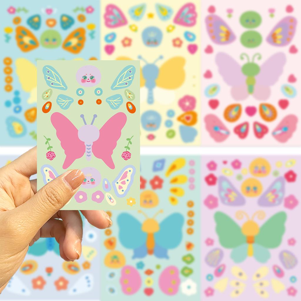 8 Abstract Art Butterfly Collage Hand-on DIY Decorative Handbook Mobile Phone Case Decoration Waterproof Stickers