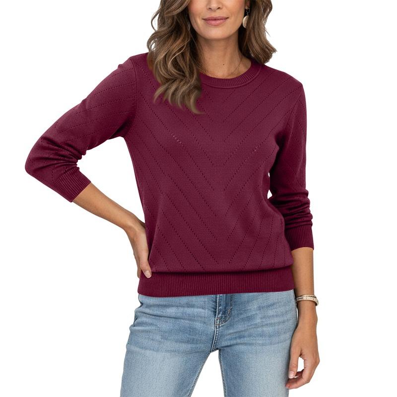 Autumn and Winter New Foreign Trade Fashion Pullover Sweater Round Neck Long Sleeved Comfortable Knitted Sweater Women's Clothing
