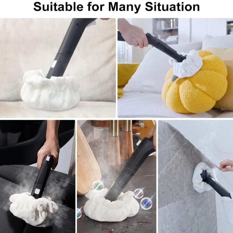 6Pcs Scratch Resistant Steams Cleaner Bonnets Double Layer Washable Microfiber Cloths for Handheld Steamer Machines Pads