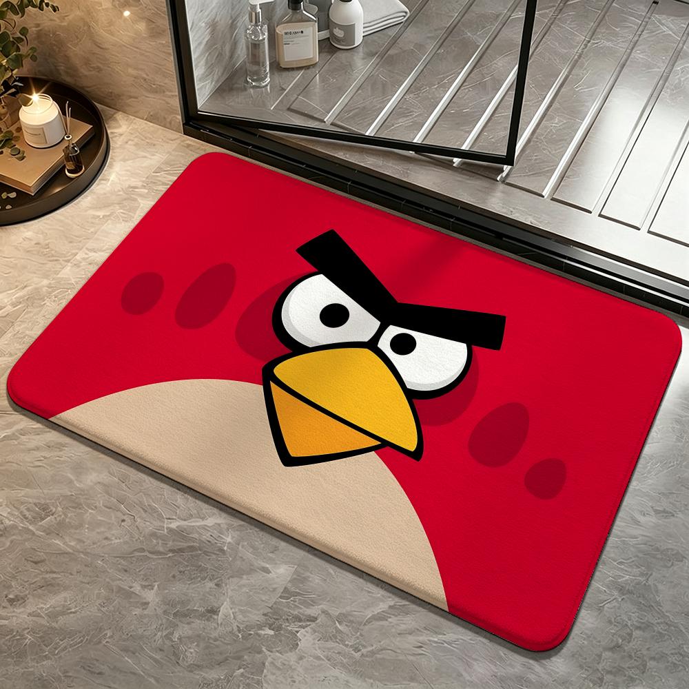 Game-Angry BirdsS Floor Mat Bedroom Carpet, Bathroom Foot Mat, Doormat, Non-Slip Absorbent Multi-Use
