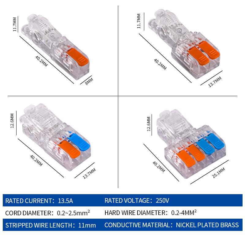JINH 10Pcs Quick CMK 21 Lever Connectors Multiple In Out Quick Cable Wire Crimping Plug Mini Thinned Fast Terminal Blocks LED Plug Connectors 4