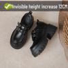 Dámské drobné černé platformové mokasíny - Kolekce jaro/podzim 2025: Všestranné kožené boty JK se silnou podrážkou zvyšující výšku