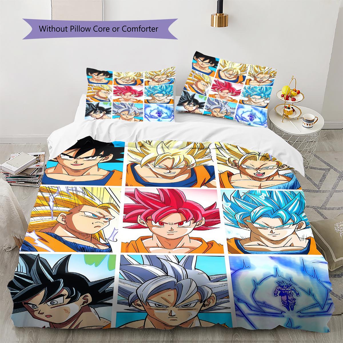 

Постільна білизна з візерунком DRAGON BALL, Комплект ковдри, Підковдра, Наволочка, Домашній подарунок на день народження (1 * підковдра + 2 * наволочка, без наповнювача) 135x200cm