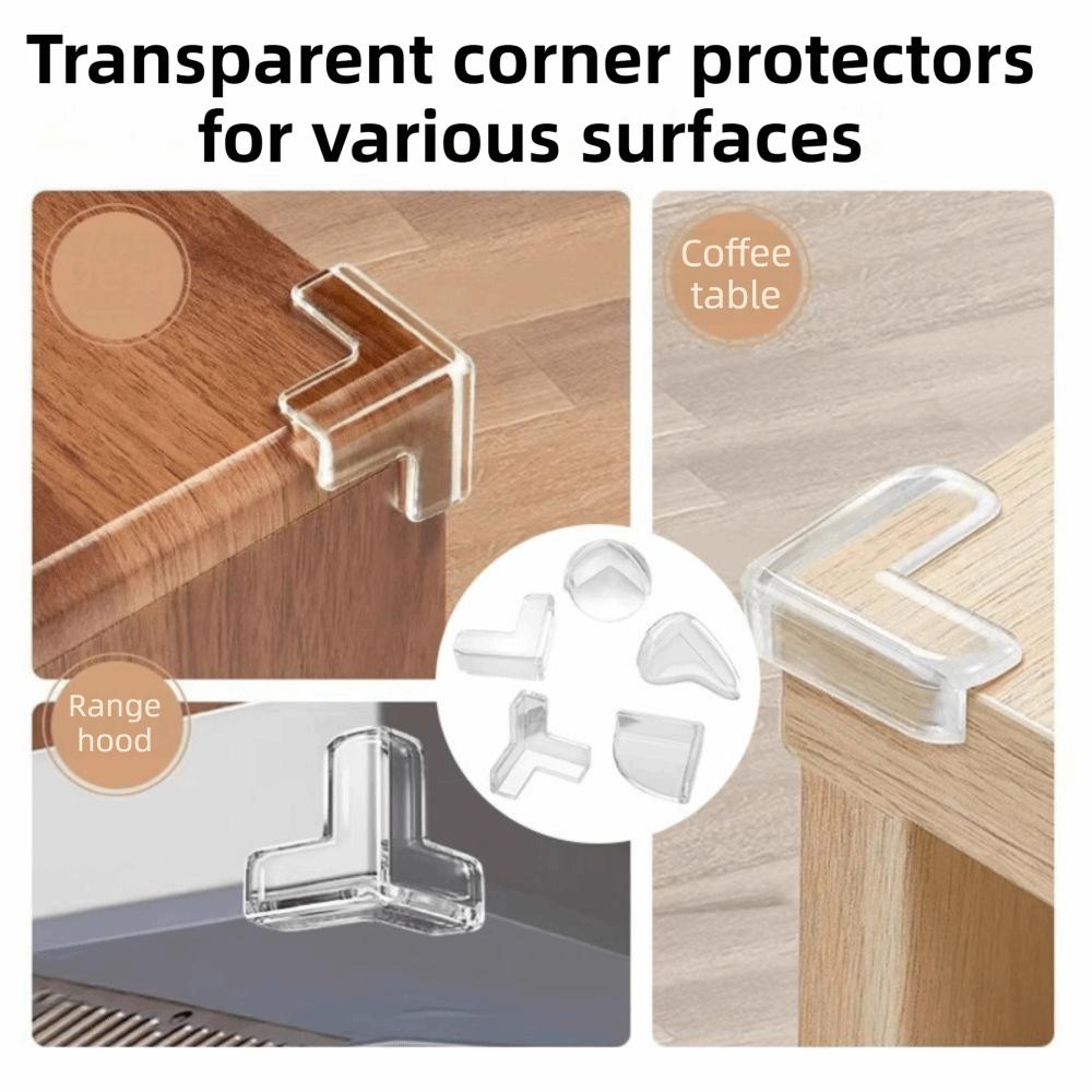 10Pcs Pre-Taped Adhesive Furniture Corner Guard Transparent Edges Safety Bumpers  Sharp Corners