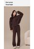 Damen Herbst/Winter Korallenfleece Yoga Set: Zweiseitige Reißverschlussjacke & Warme Weitbeinige Hose